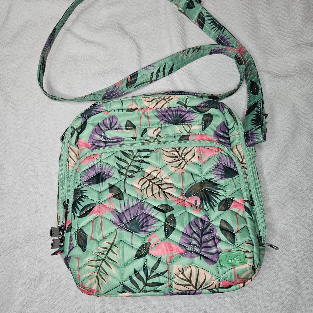 Lug Mint Green Floral Flamingo Crossbody Bag